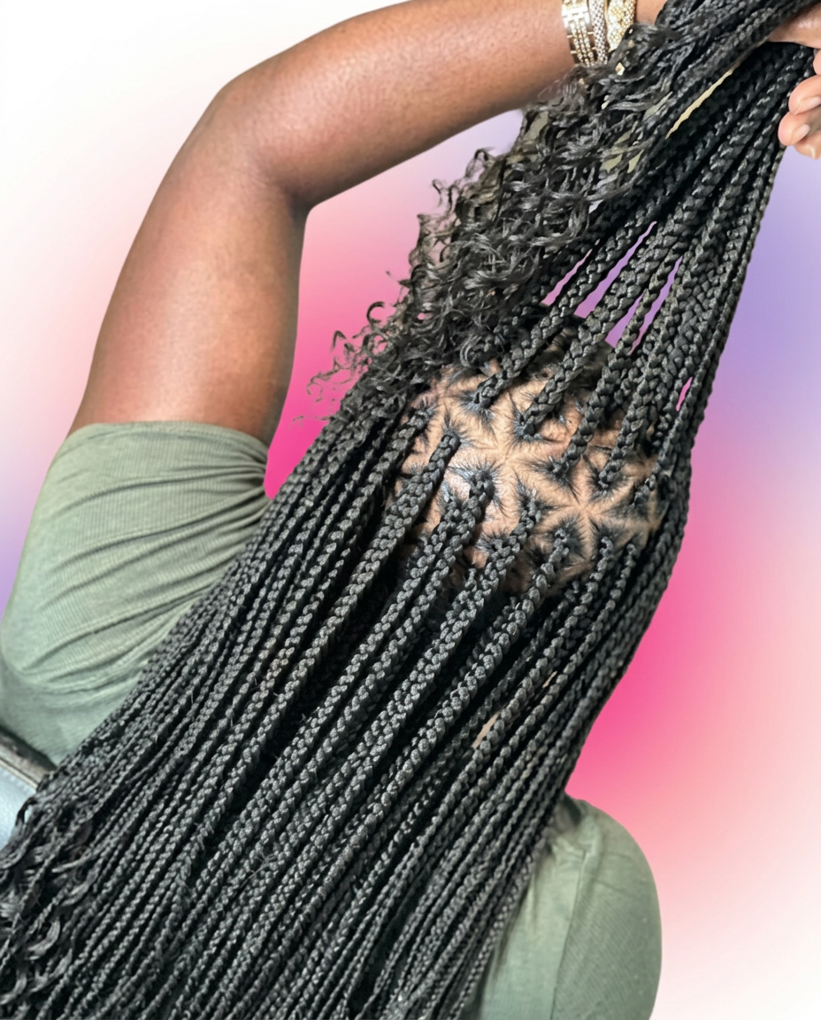 Small Medium Triangle Knotless Braids